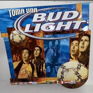 2002 Budlight Beer “Toma Una” Soccer Theme Metal Sign
